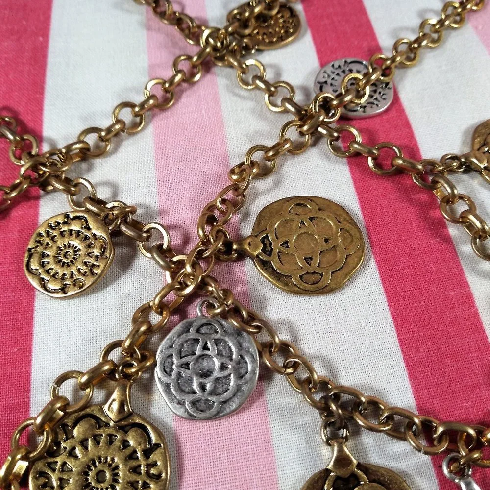 Stunning Vintage cabi Fall 2015 3pc Tile Coin Silver & Gold Necklace in Box! ♥ - Picture 14 of 15